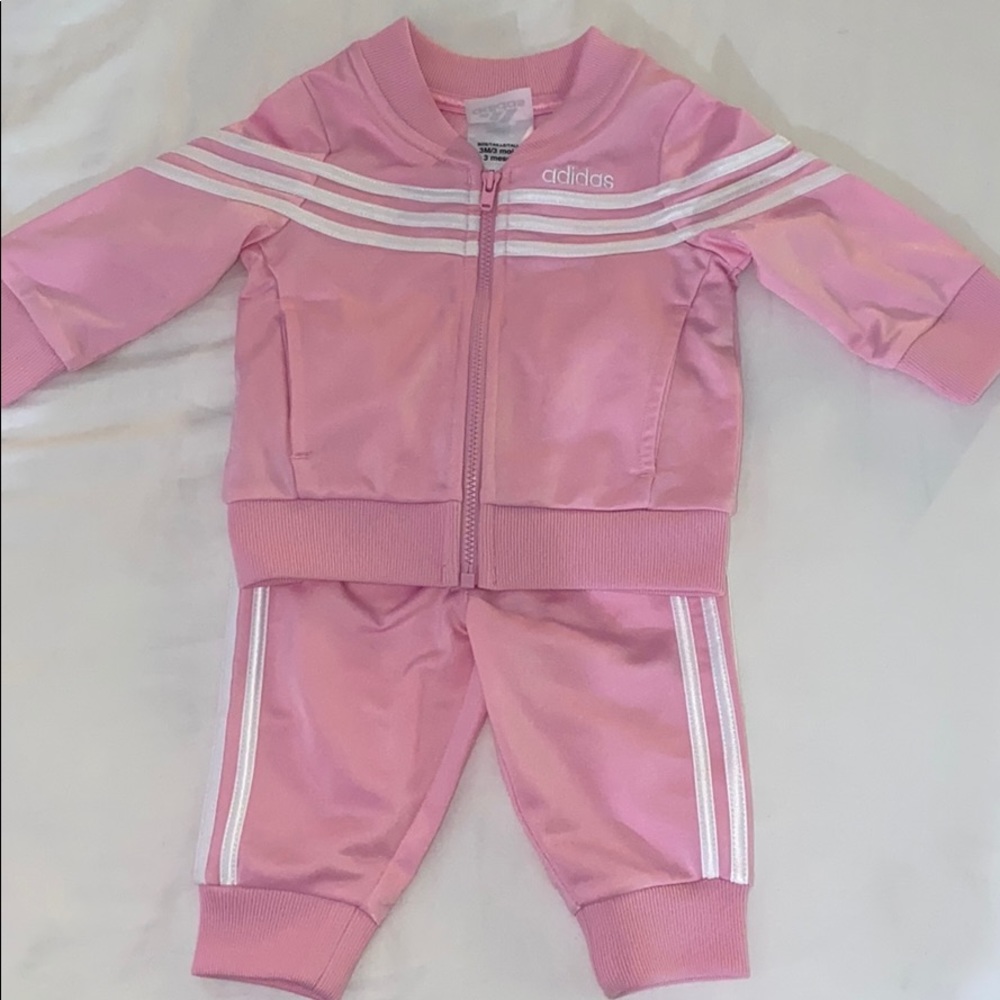 Pink Adidas tracksuit infant 3 month
